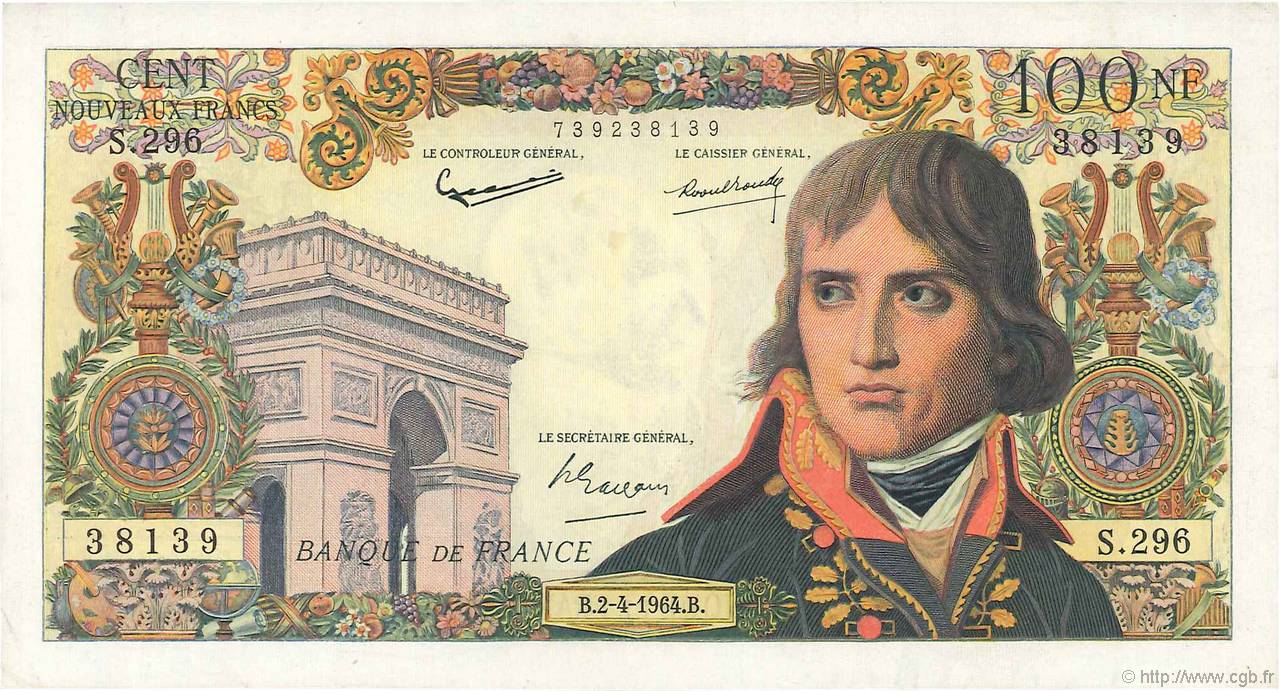 100 Nouveaux Francs BONAPARTE FRANCIA  1964 F.59.26 MBC
