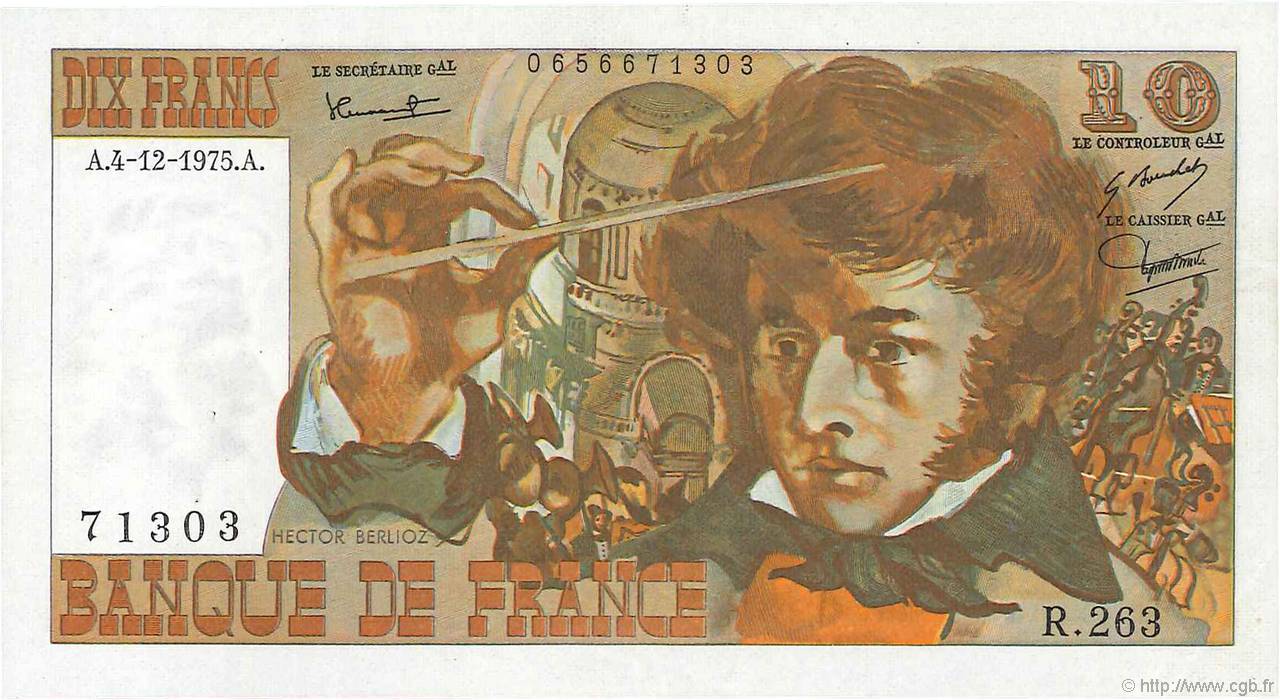 10 Francs BERLIOZ FRANCIA  1975 F.63.15 SPL