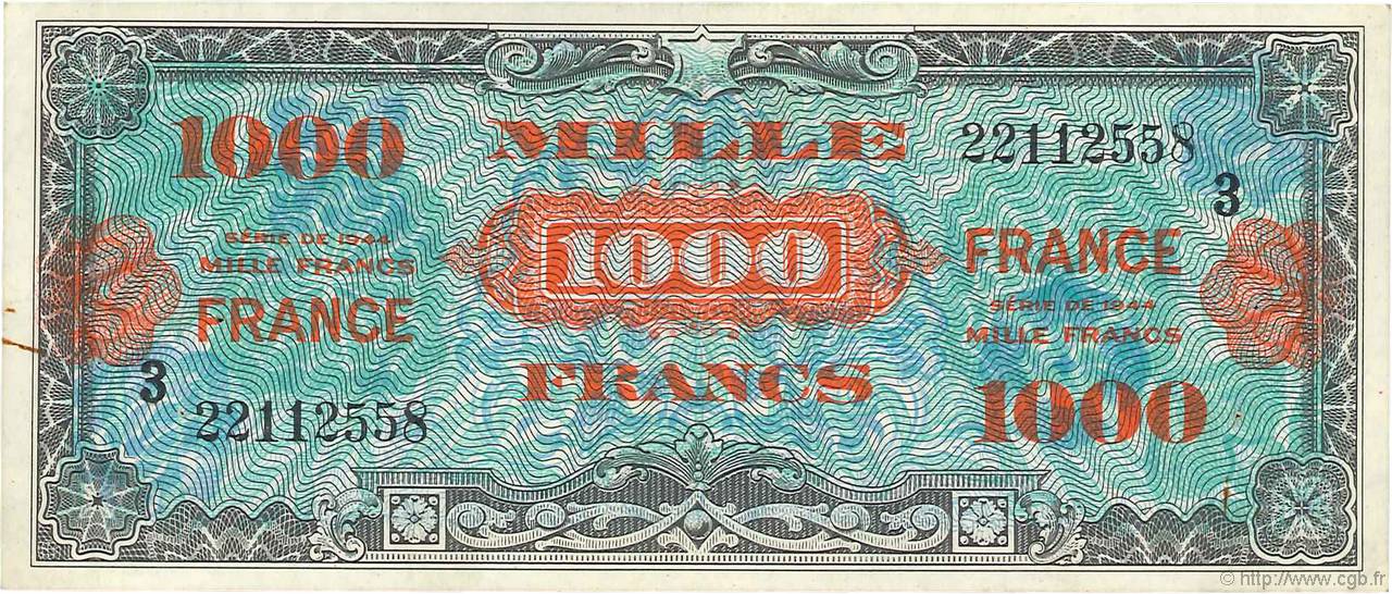 1000 Francs FRANCE FRANCIA  1945 VF.27.03 q.SPL