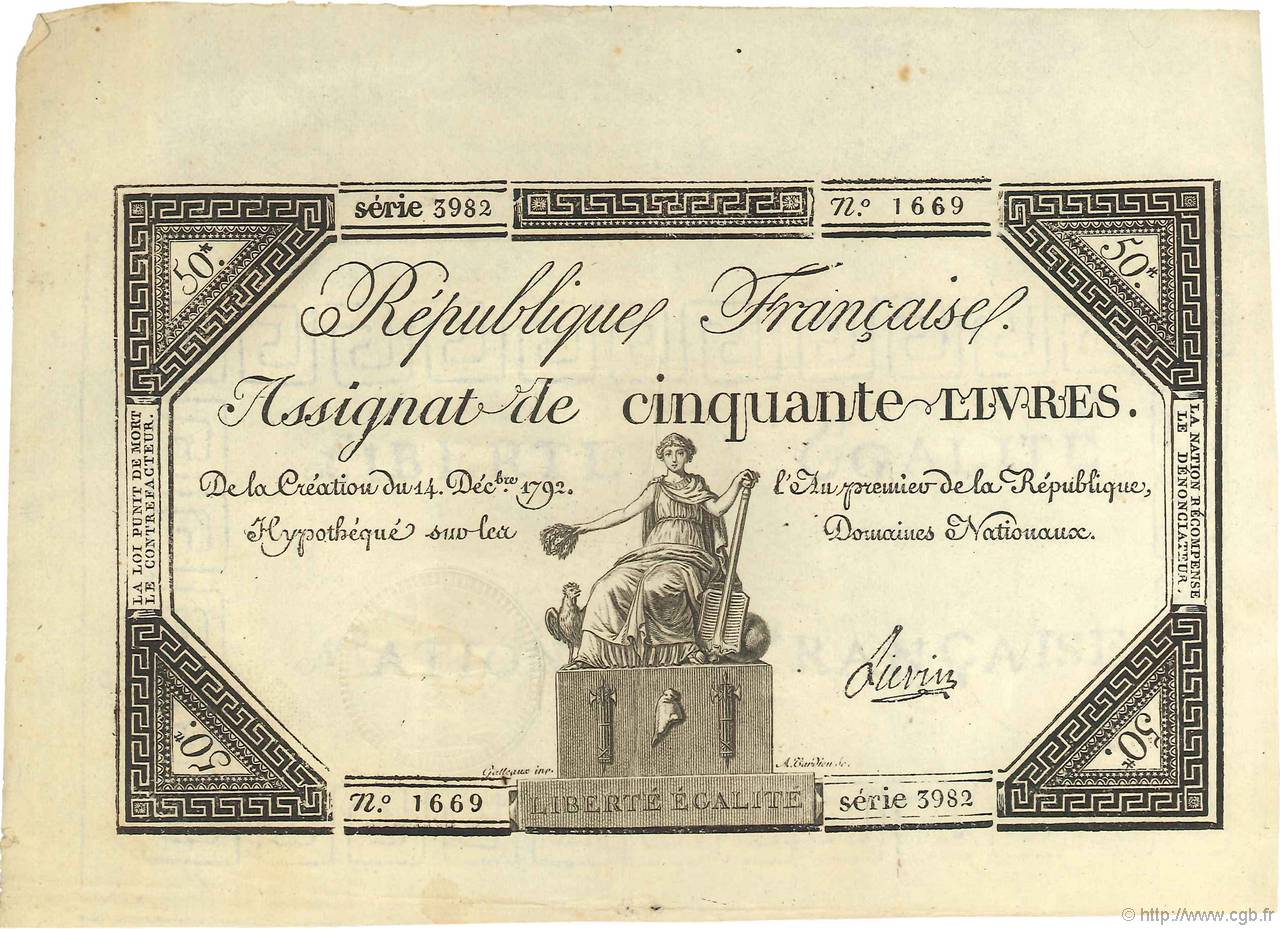 50 Livres FRANCIA  1792 Ass.39a SPL+