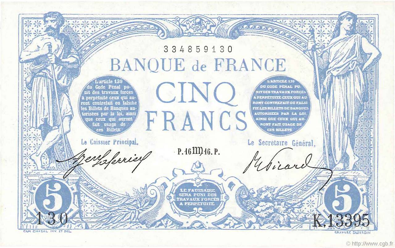 5 Francs BLEU FRANCE  1916 F.02.42 NEUF