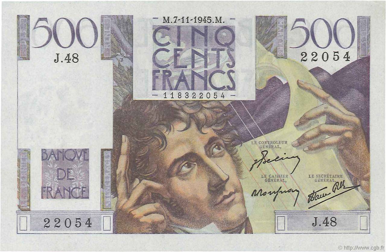 500 Francs CHATEAUBRIAND FRANCIA  1945 F.34.03 q.FDC