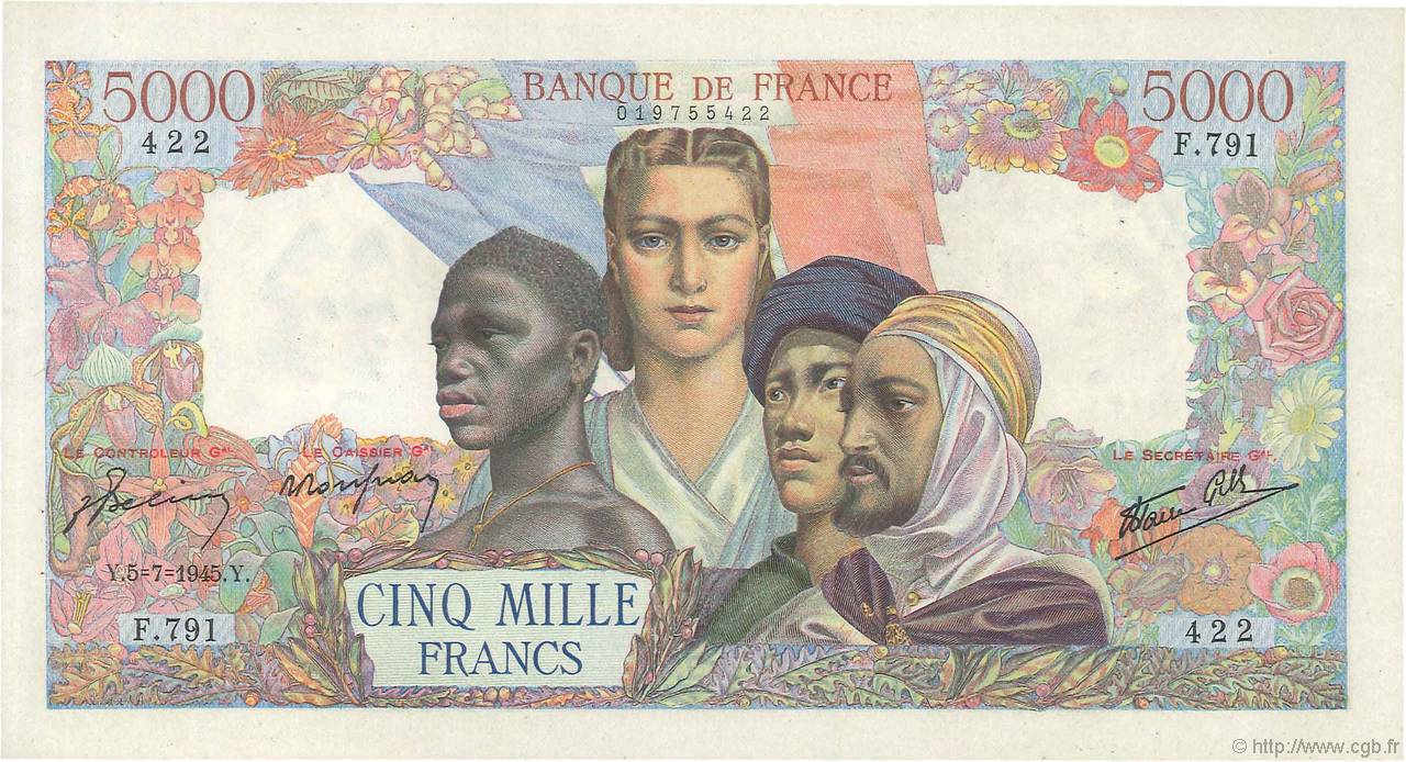 5000 Francs EMPIRE FRANÇAIS FRANCIA  1945 F.47.33 AU