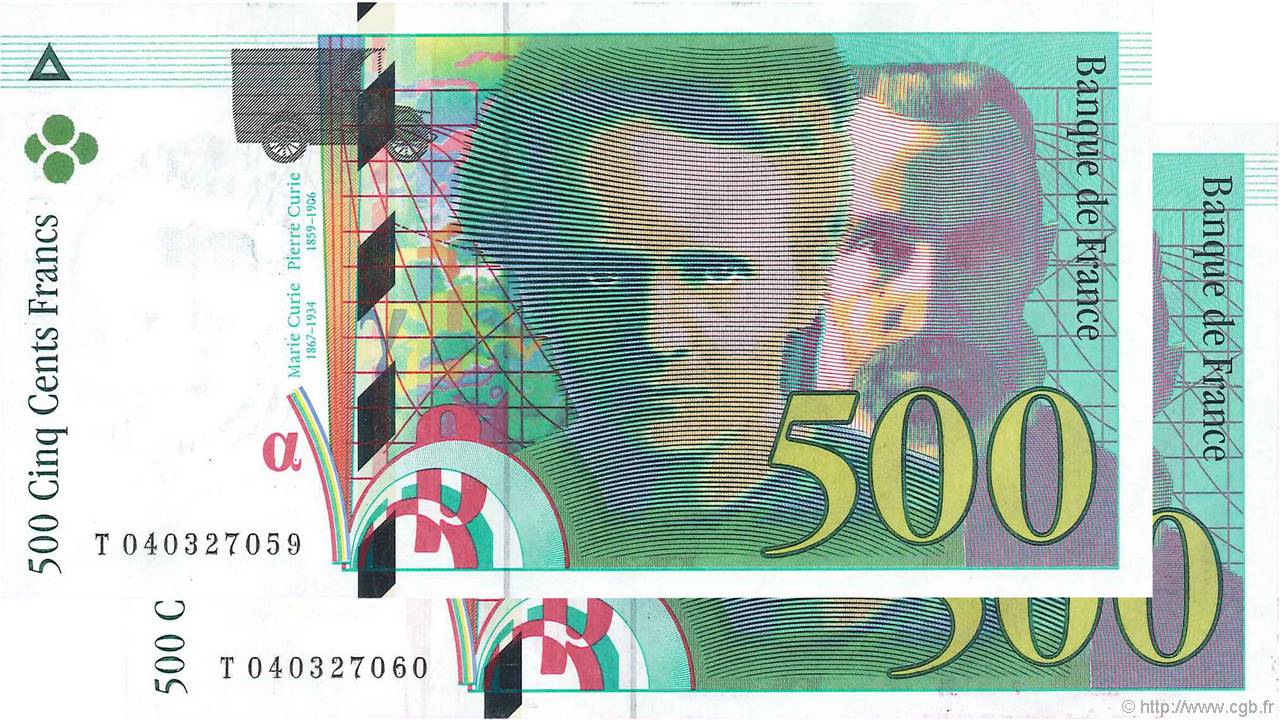 500 Francs PIERRE ET MARIE CURIE Fauté FRANCIA  1998 F.76.04 SC+