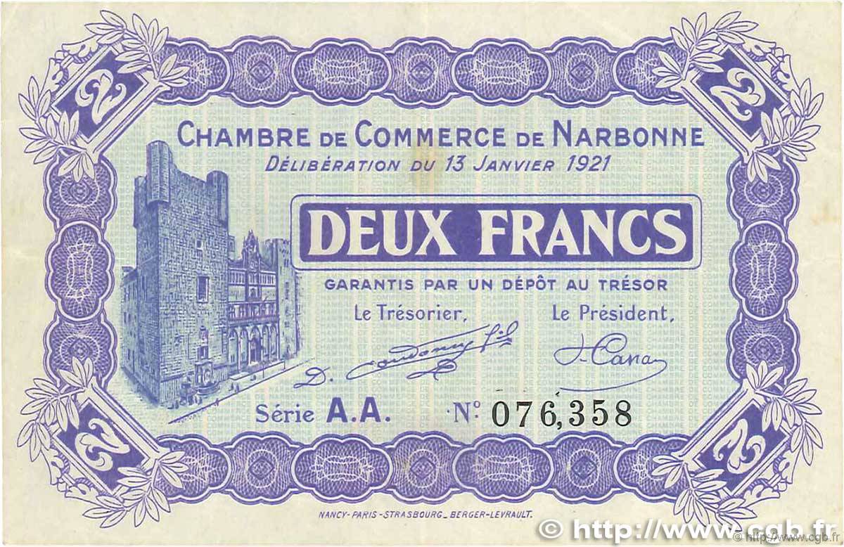 2 Francs FRANCE regionalism and miscellaneous Narbonne 1921 JP.089.25 VF