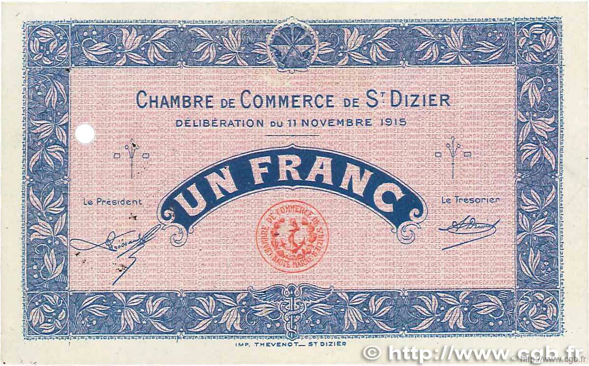 1 Franc Spécimen FRANCE régionalisme et divers Saint-Dizier 1915 JP.113.10 SUP+