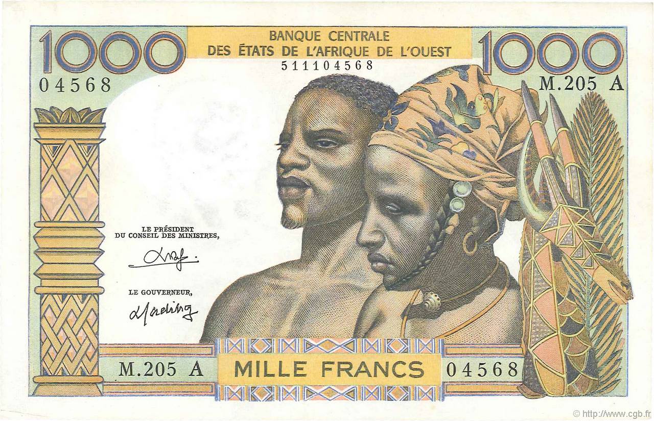 1000 Francs ÉTATS DE L AFRIQUE DE L OUEST  1980 P.103An SPL