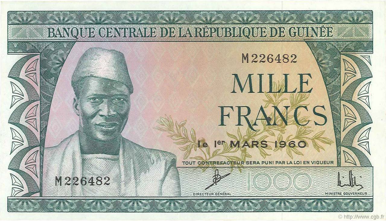 1000 Francs GUINÉE  1960 P.15a pr.NEUF