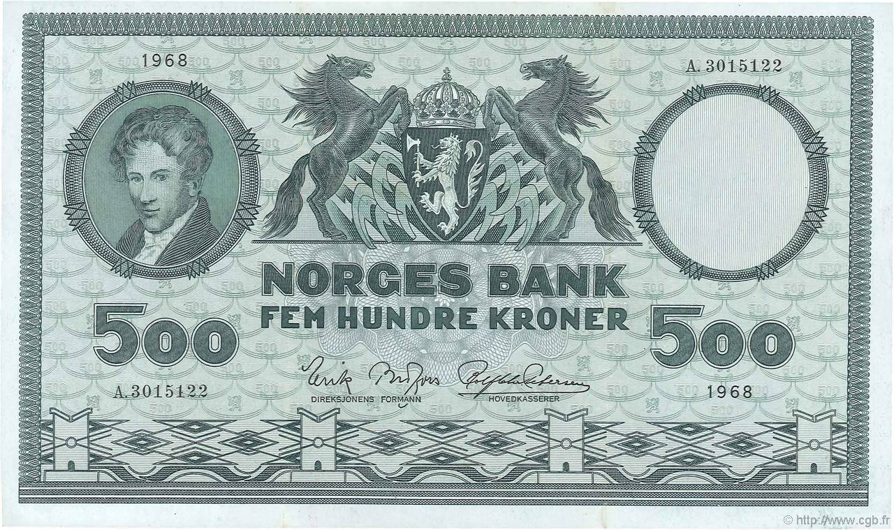 500 Kroner NORWAY  1968 P.34d XF+