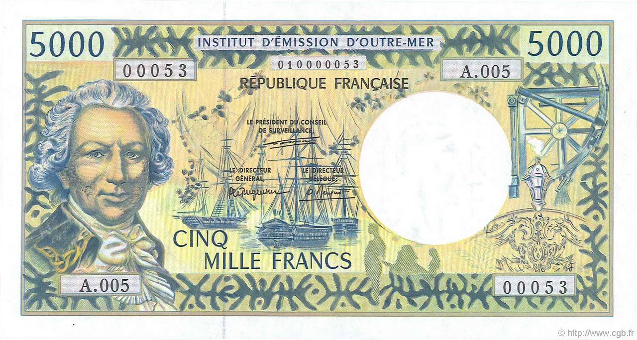5000 Francs Petit numéro POLYNÉSIE, TERRITOIRES D OUTRE MER  1995 P.03 NEUF