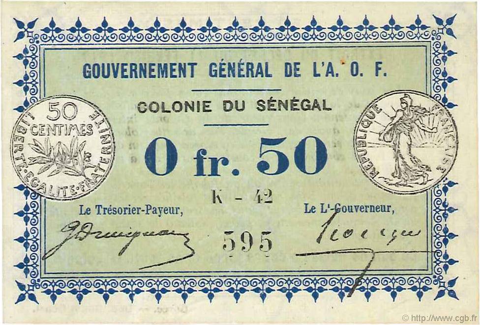 50 Centimes SENEGAL  1917 P.01b AU
