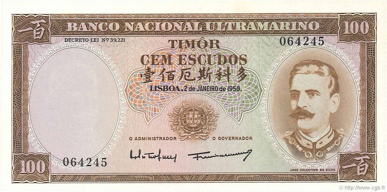 100 Escudos TIMOR  1959 P.24a ST