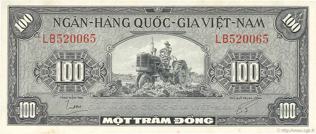 100 Dong VIETNAM DEL SUR  1955 P.08a FDC