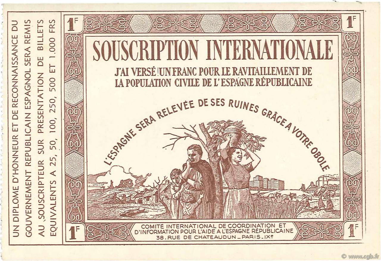 1 Franc FRANCE Regionalismus und verschiedenen  1936  ST
