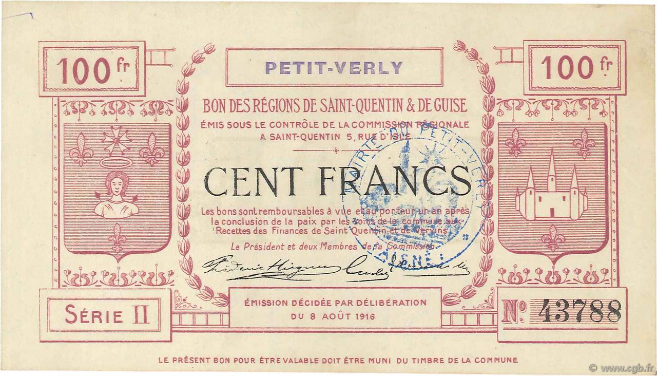 100 Francs FRANCE Regionalismus und verschiedenen  1916 JPNEC.02.1760 VZ