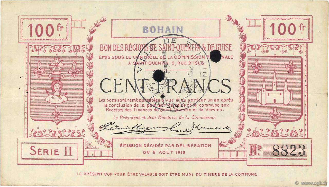 100 Francs FRANCE regionalismo e varie  1916 JPNEC.02.284 BB