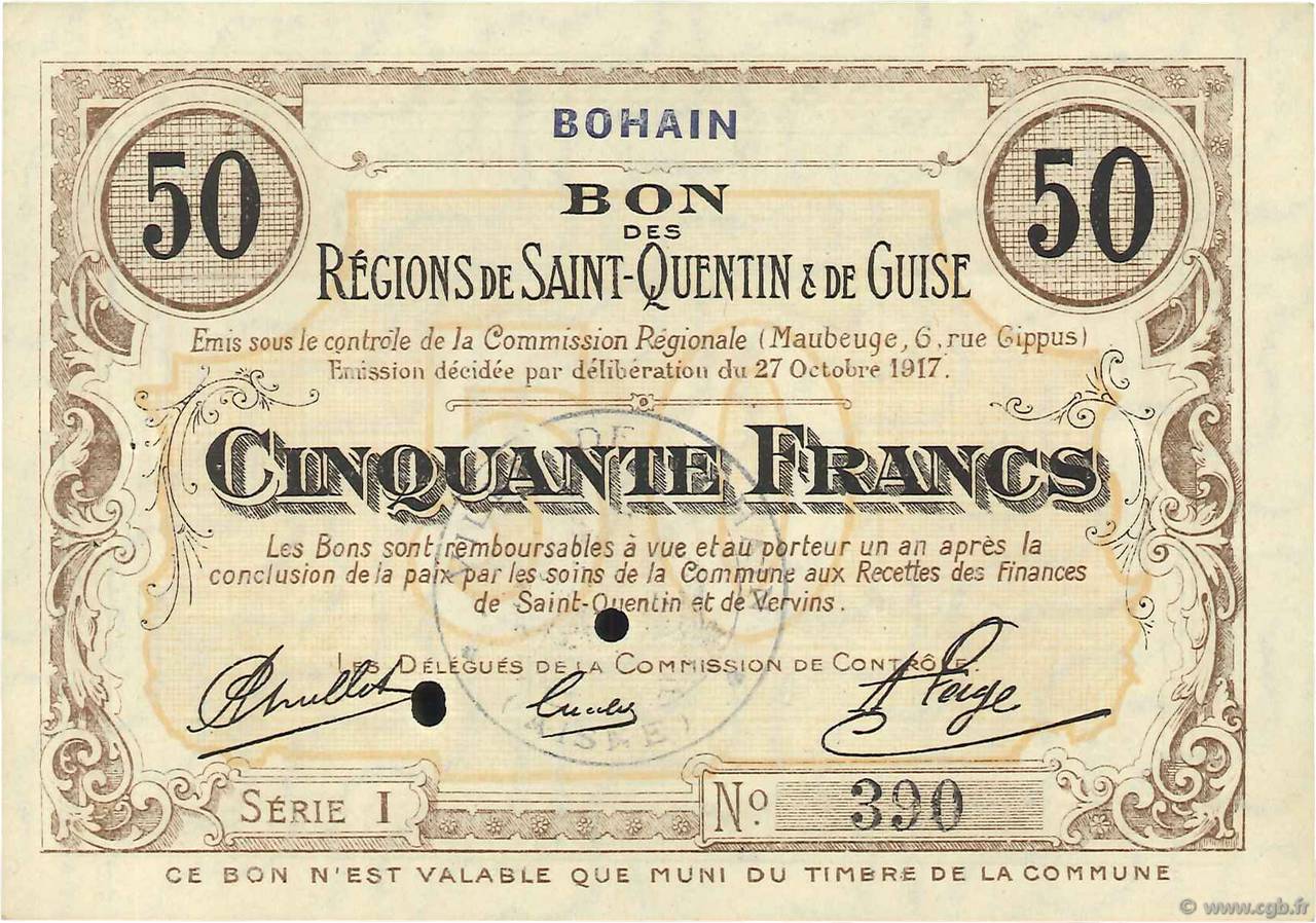 50 Francs FRANCE regionalism and miscellaneous  1917 JPNEC.02.286 XF