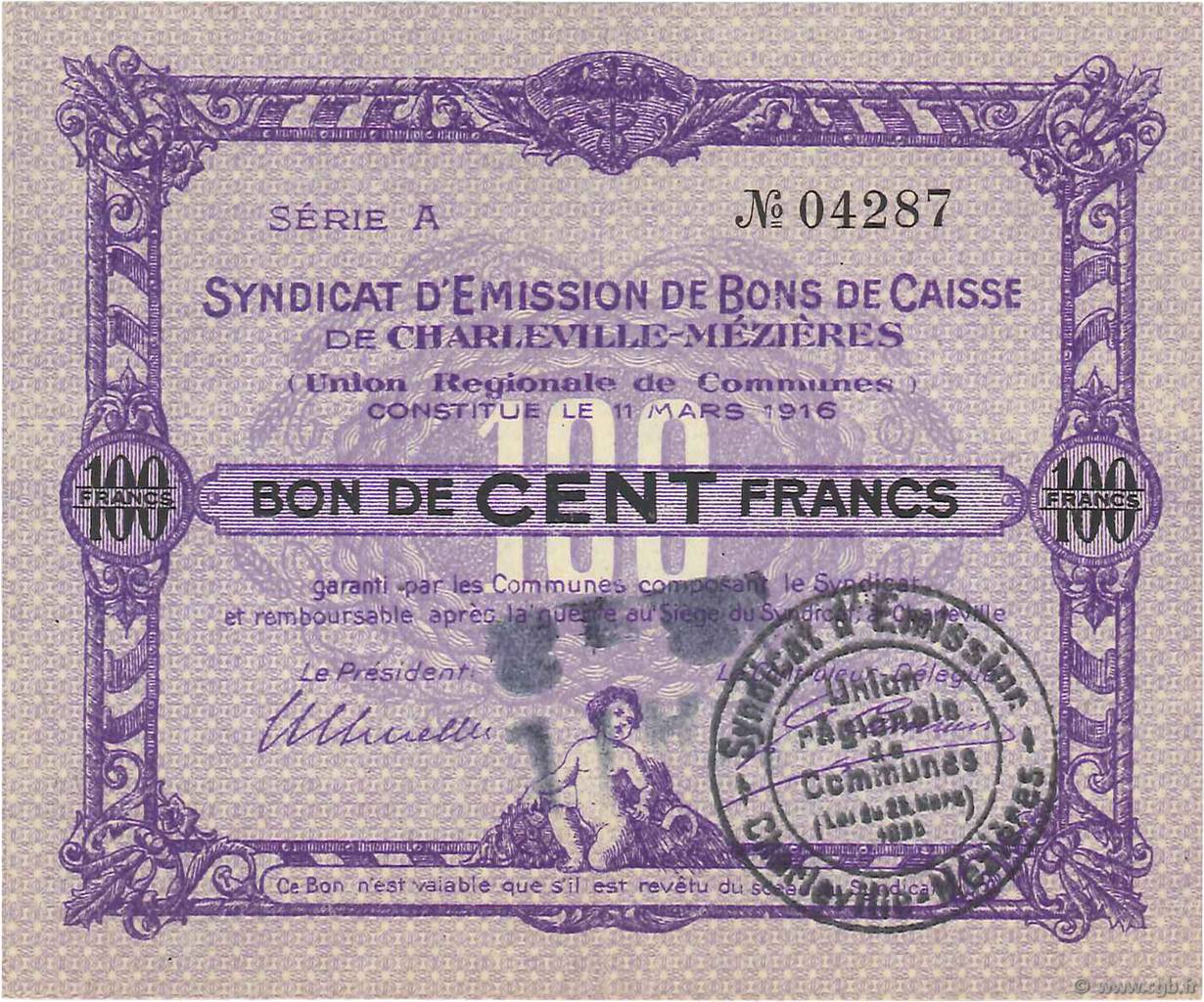100 Francs FRANCE regionalism and miscellaneous  1916 JPNEC.08.100 AU