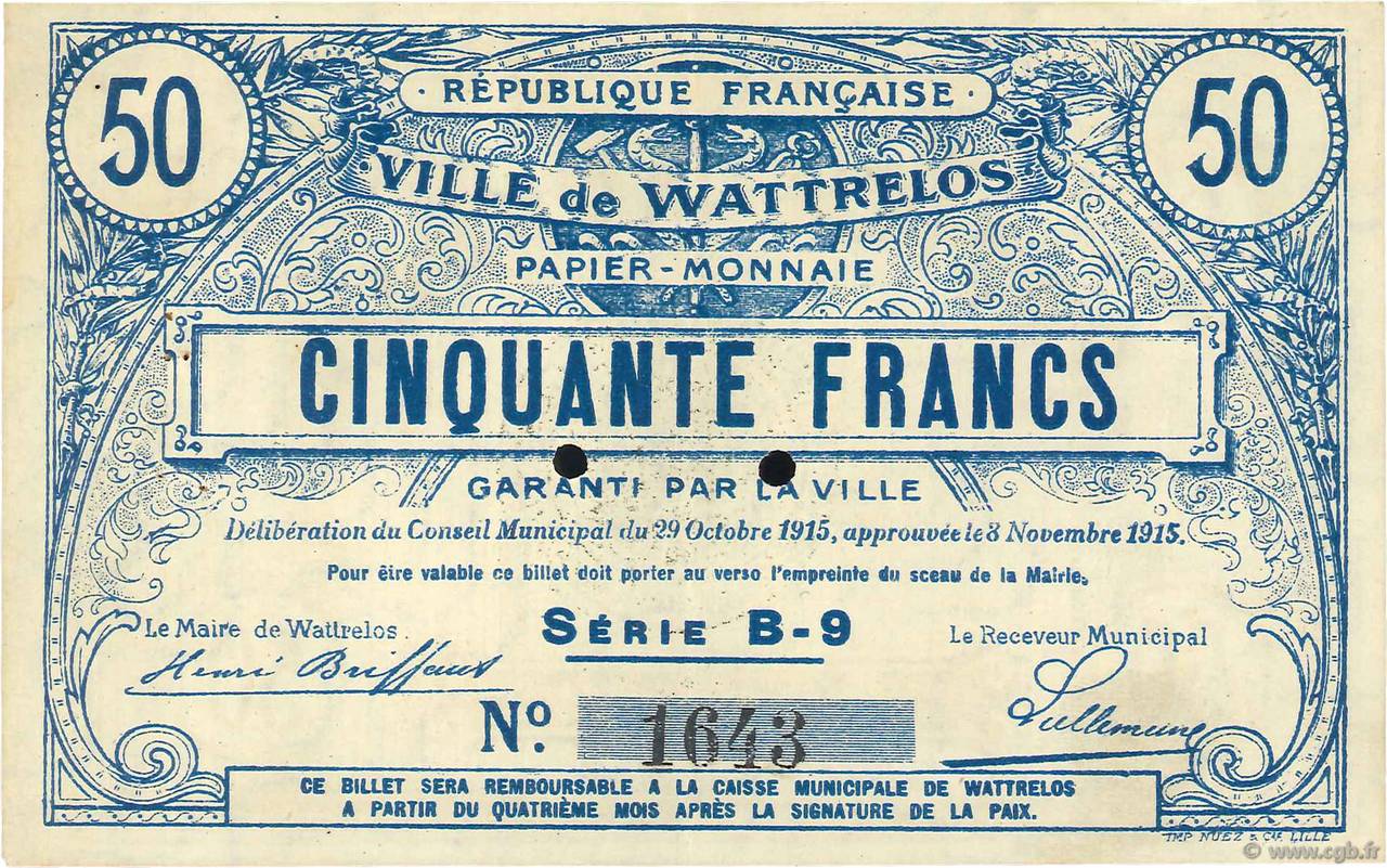50 Francs FRANCE regionalism and miscellaneous  1915 JPNEC.59.2767 XF