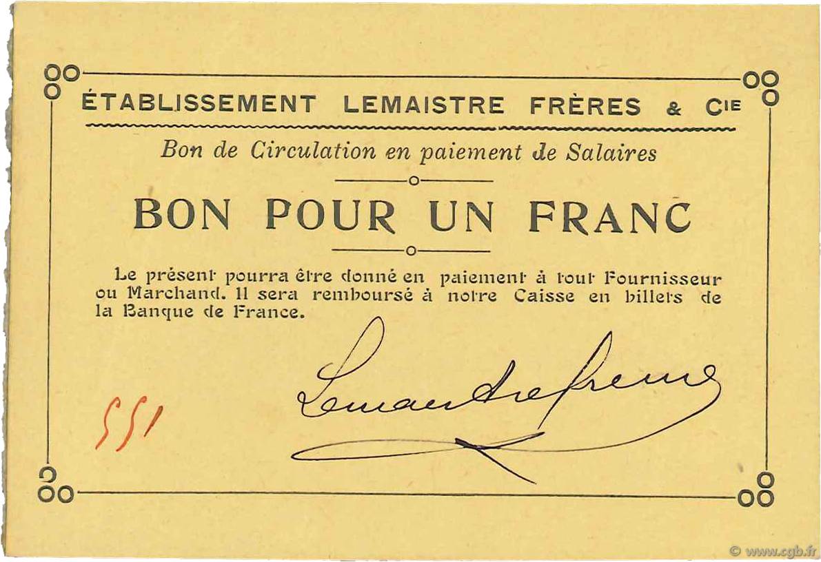 1 Franc FRANCE regionalismo y varios  1914 JPNEC.76.142 SC