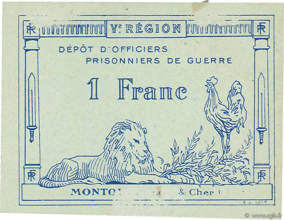 1 Franc FRANCE Regionalismus und verschiedenen  1917 JPNEC.41.11 SS