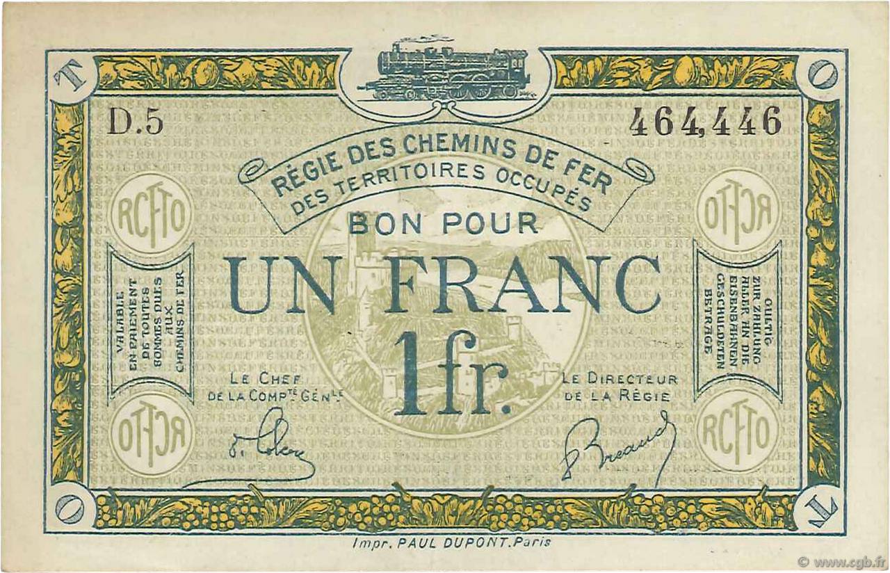1 Franc FRANCE regionalism and miscellaneous  1923 JP.135.05 XF+
