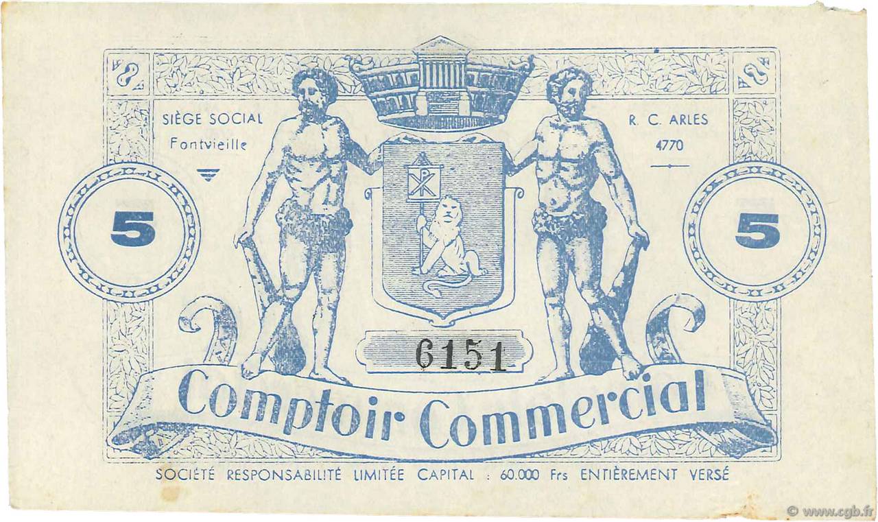5 Francs FRANCE regionalismo e varie Fontvieille 1914  SPL