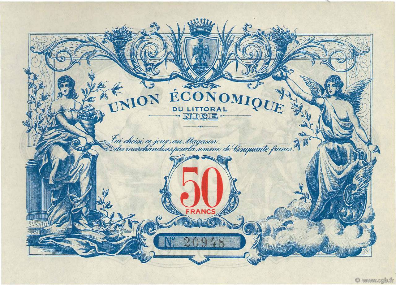 50 Francs FRANCE regionalismo e varie Nice 1930  q.FDC