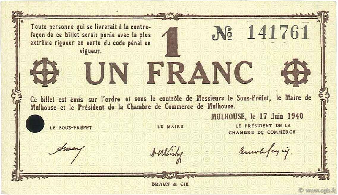 1 Franc FRANCE Regionalismus und verschiedenen Mulhouse 1940 K.063 fST