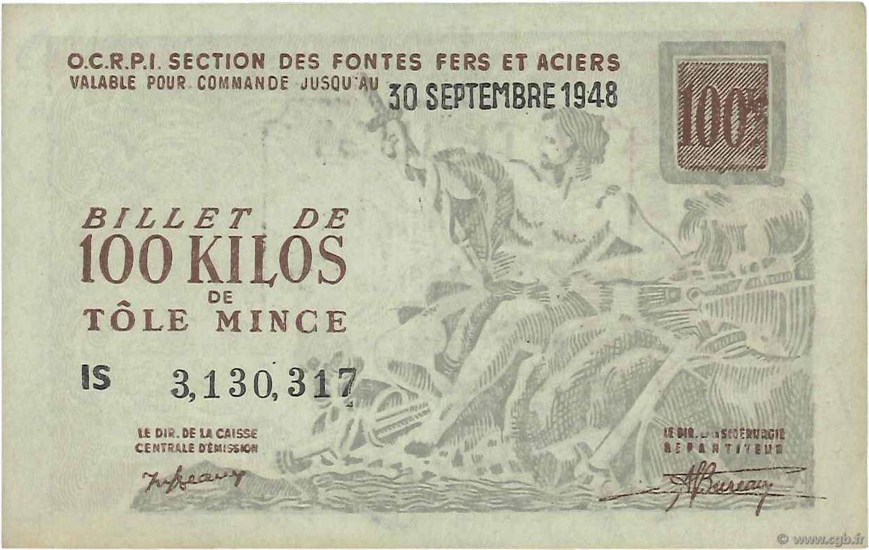 100 Kilos de Tôle mince FRANCE regionalism and various  1948  XF