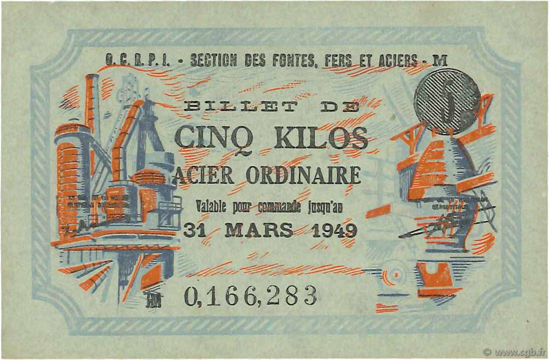 5 Kilos Acier ordinaire FRANCE regionalismo e varie  1949  AU