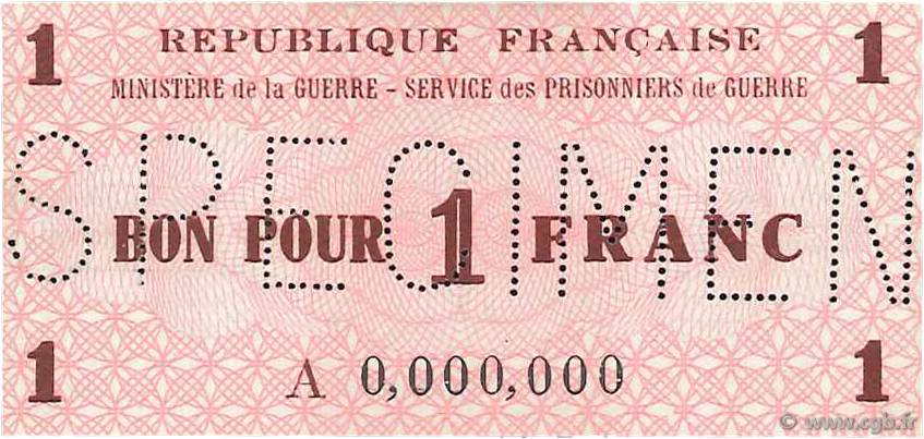 1 Franc Spécimen FRANCE regionalism and miscellaneous  1945 K.001s UNC-