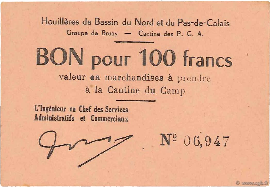 100 Francs FRANCE regionalismo e varie Bruay 1945 K.067.07a AU