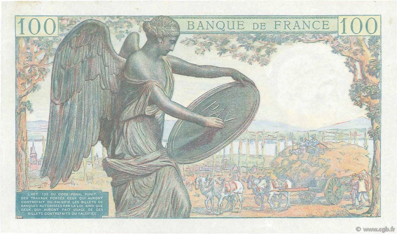 100 Francs DESCARTES Épreuve FRANKREICH  1945 F.27.10 fST