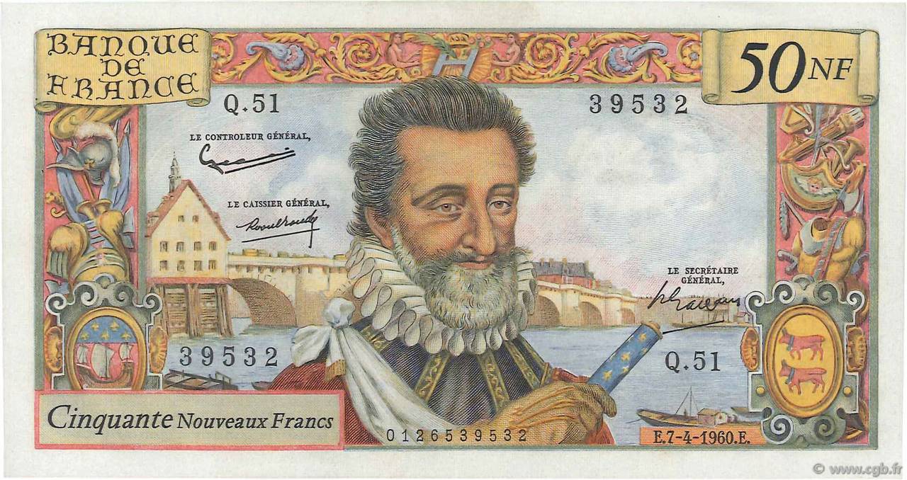 50 Nouveaux Francs HENRI IV FRANCE  1960 F.58.05 SPL