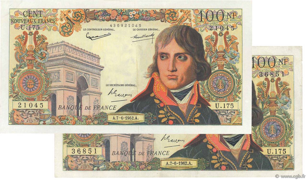 100 Nouveaux Francs BONAPARTE BOJARSKI Faux FRANCIA  1962 F.59.16x EBC+