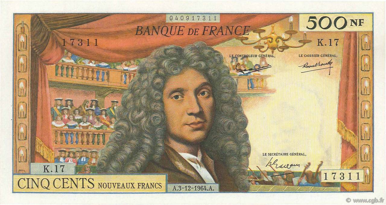 500 Nouveaux Francs MOLIÈRE FRANCIA  1964 F.60.07 SC