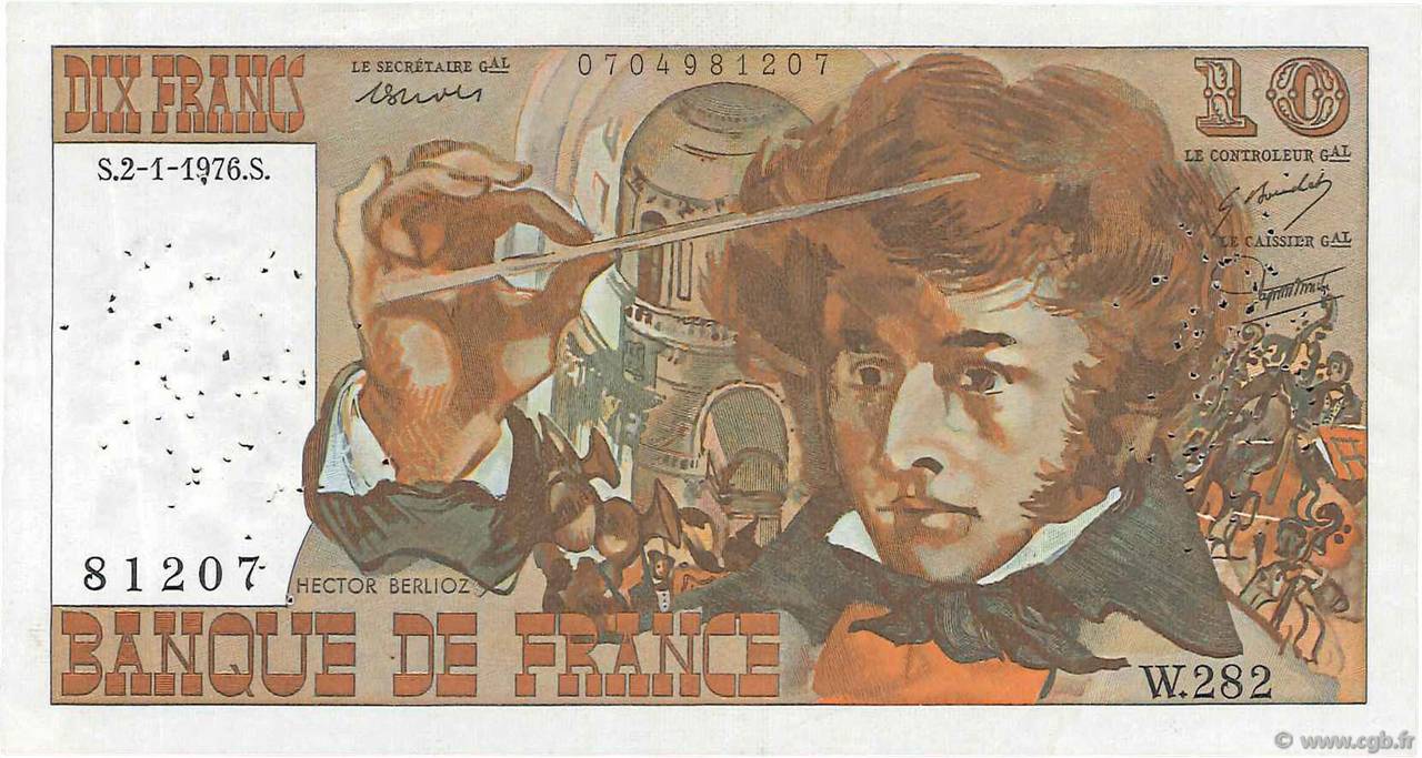 10 Francs BERLIOZ FRANCIA  1976 F.63.16W282 MB