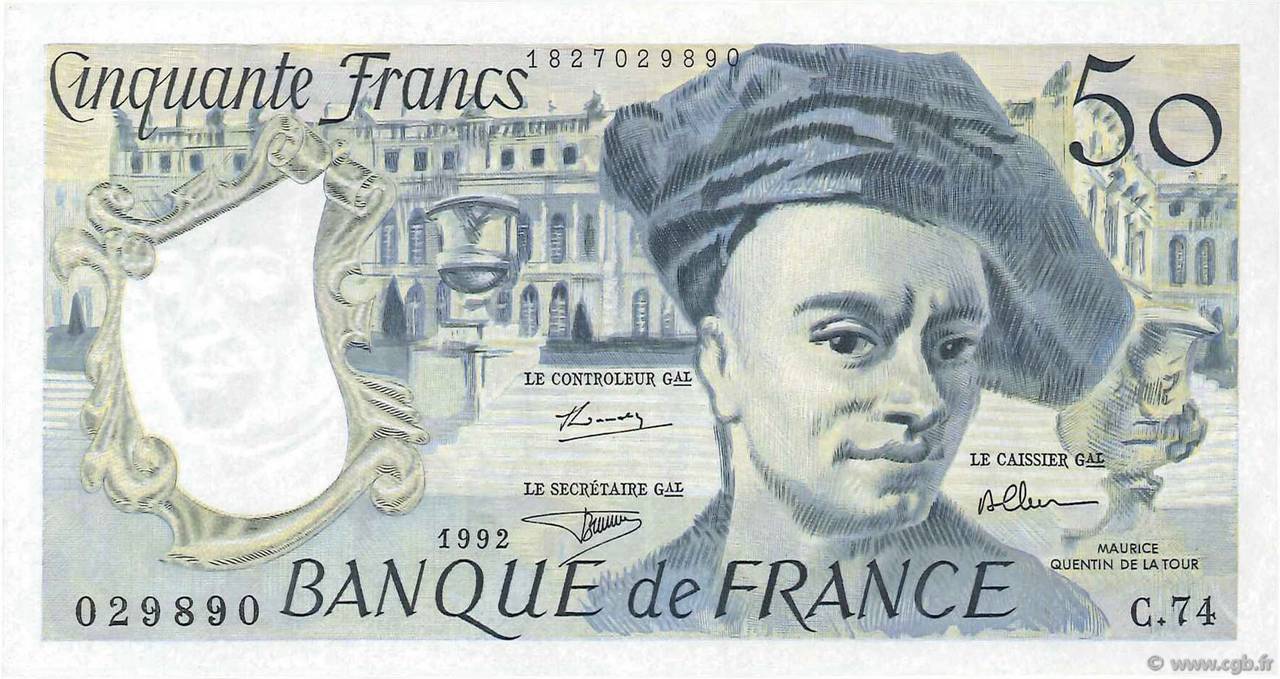 50 Francs QUENTIN DE LA TOUR FRANCIA  1992 F.67.19c SC