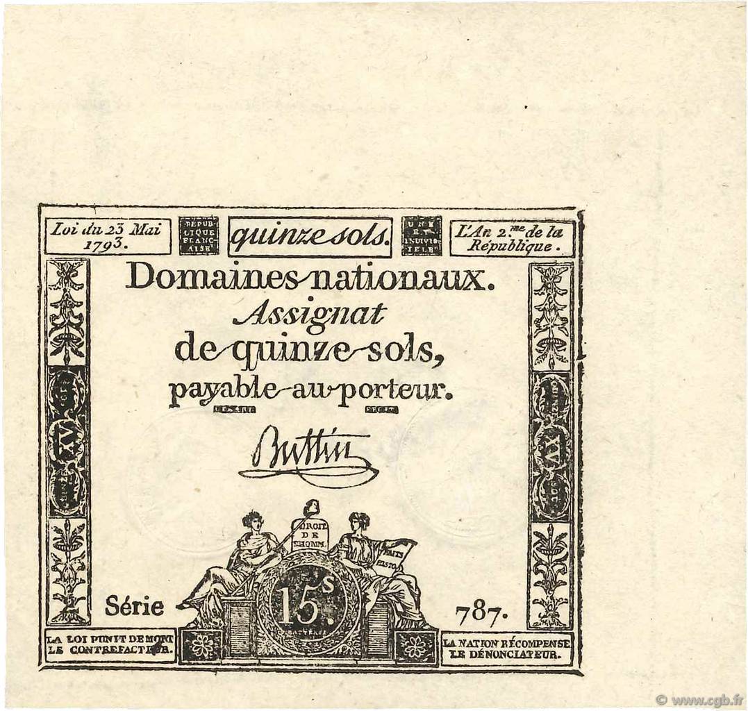 15 Sols FRANCE  1793 Ass.41b UNC