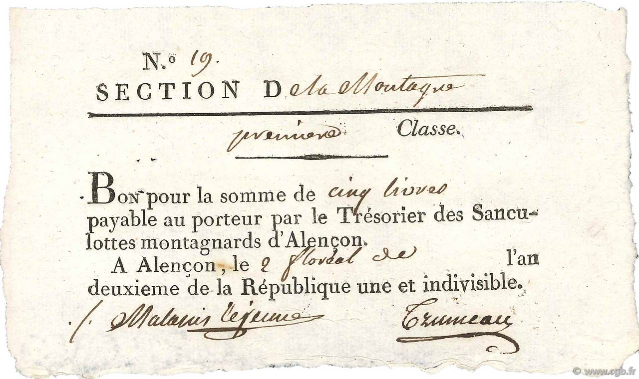 5 Livres FRANCE  1794 Kol.61.096var XF