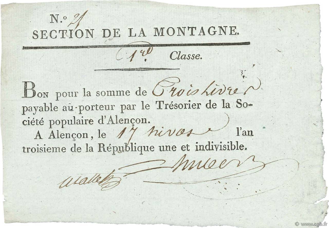 3 Livres FRANCE  1795 Kol.61.103 SUP