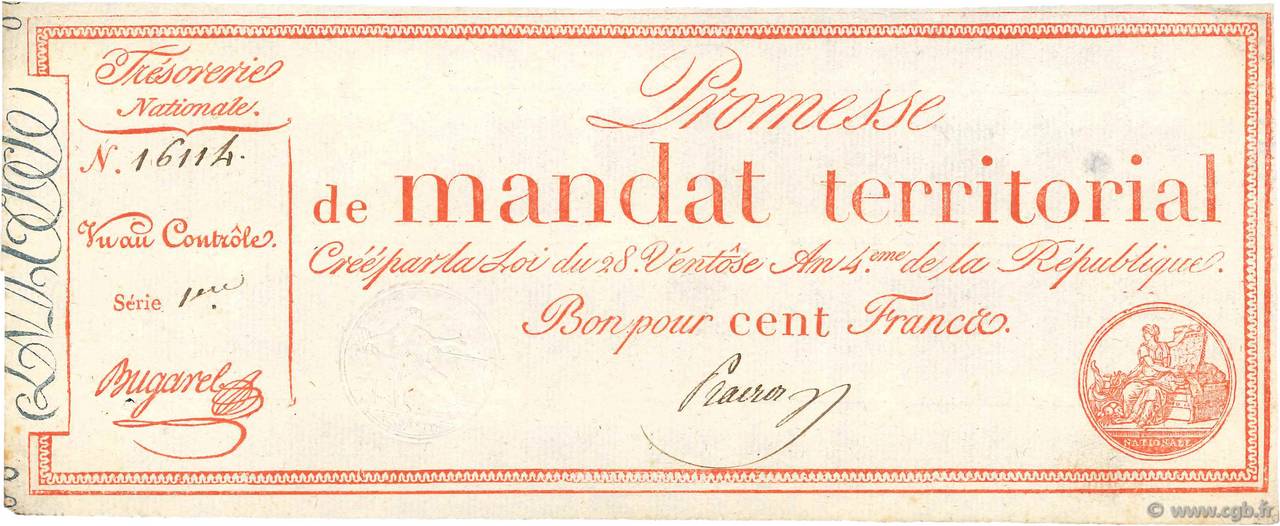 100 Francs avec série FRANCE  1796 Ass.60b XF