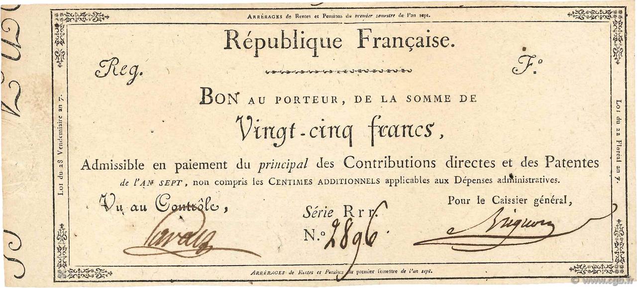 25 Francs FRANCE  1798 Laf.215 XF