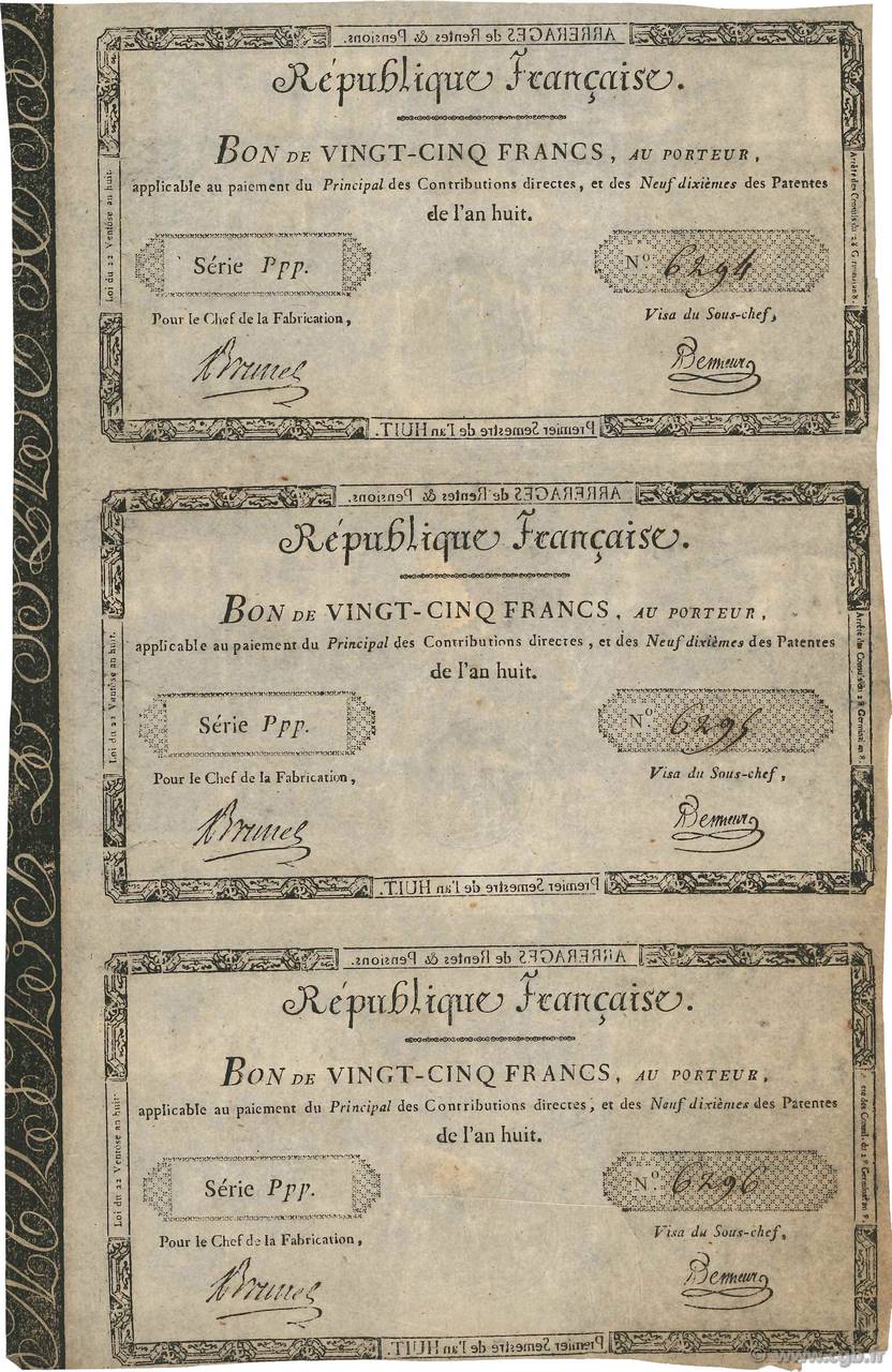 25 Francs Planche FRANCE  1799 Laf.219 AU