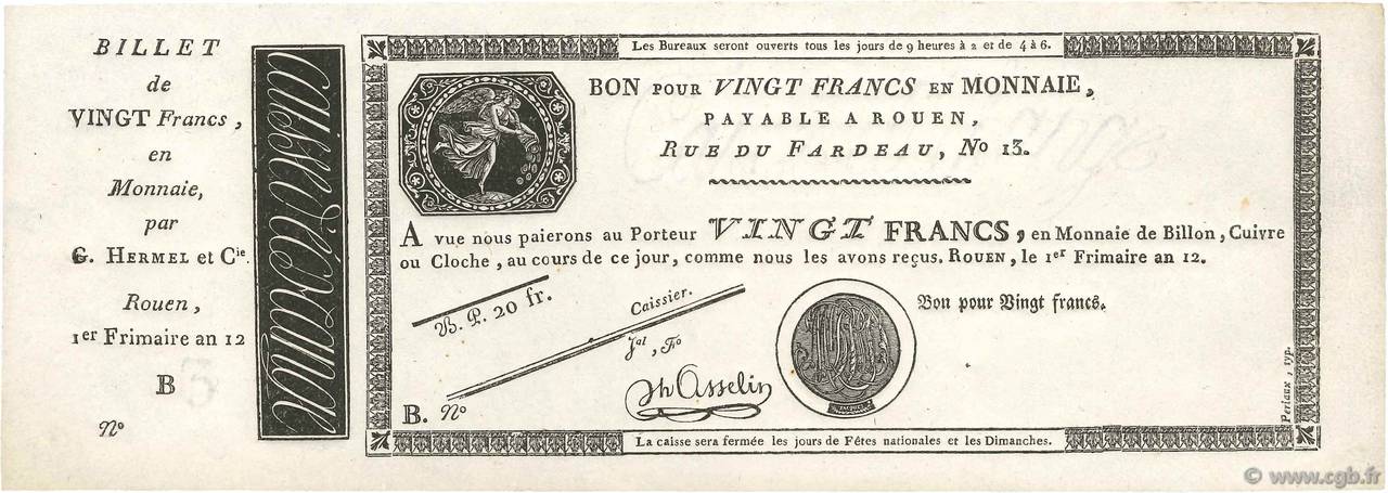 20 Francs Non émis FRANCIA  1804 PS.245b AU