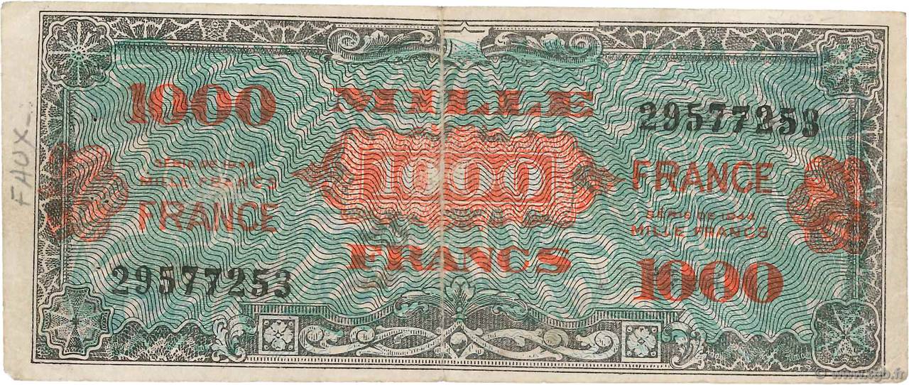 1000 Francs FRANCE Faux FRANCIA  1945 VF.27.01x BC