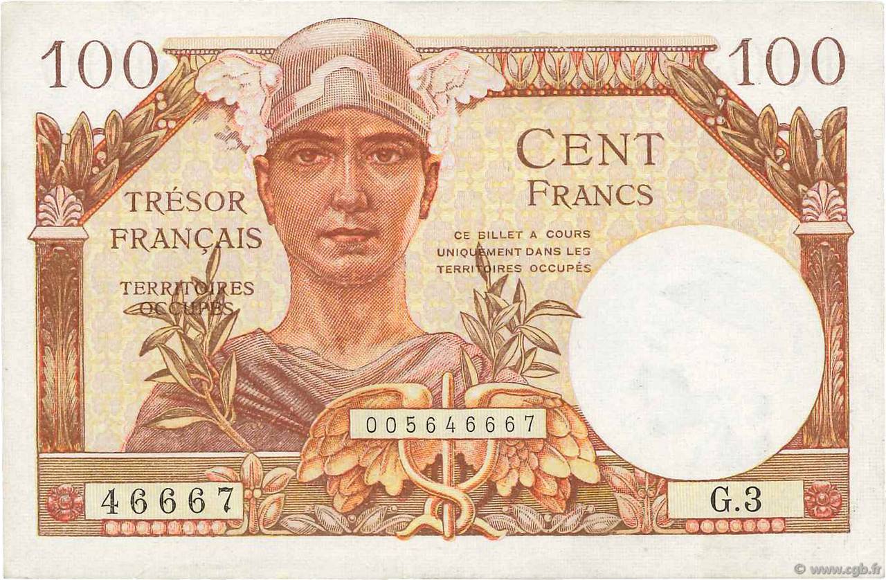 100 Francs TRÉSOR FRANÇAIS FRANKREICH  1947 VF.32.03 VZ