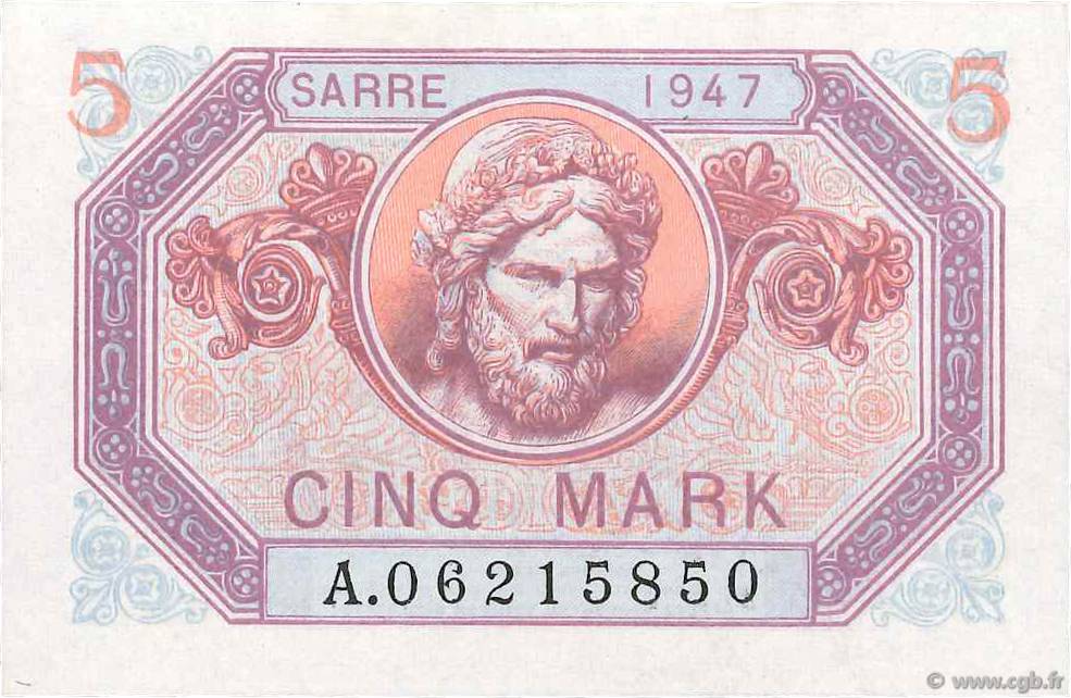 5 Mark SARRE FRANCE  1947 VF.46.01 UNC