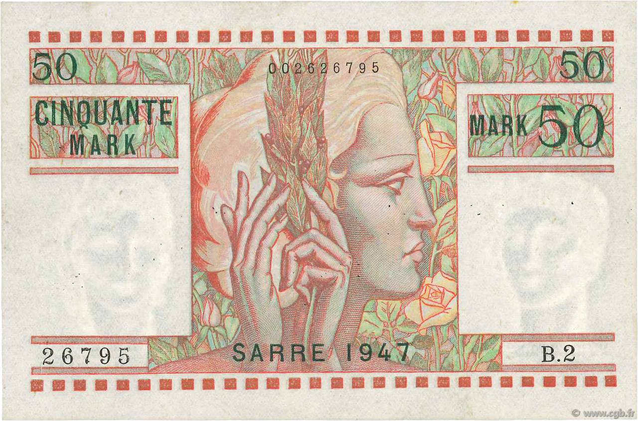 50 Mark SARRE FRANCE  1947 VF.48.01 SPL